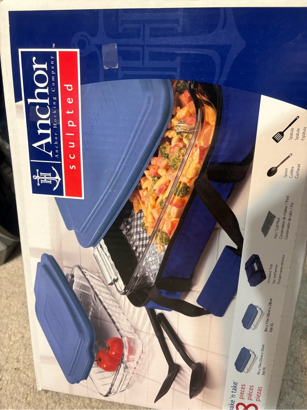 Anchor Hocking Blue Glass Casserole Set with Matching Blue Lids